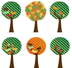 Image showing Set of retro trees