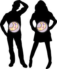 Image showing Girl and Boy Silhouette with Butterflies in the Stomach.