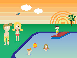 Image showing Retro Pool Family