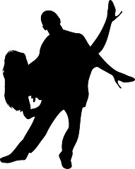 Image showing Couple of Dancers Silhouette on white background.
