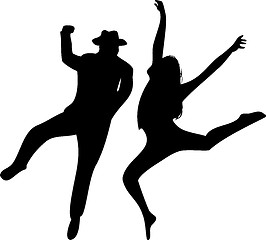 Image showing Couple of Dancers Silhouette on white background.