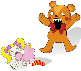 Image showing Girl and Horror Teddy Bear