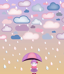Image showing Cute girl under umbrella
