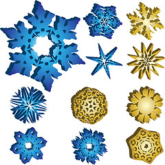 Image showing Set of 11 3D Snowflakes