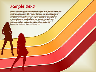 Image showing Retro Background with two girls silhouettes