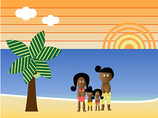 Image showing Retro Beach African American Family