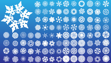 Image showing Set of 97 highly detailed complex snowflakes.