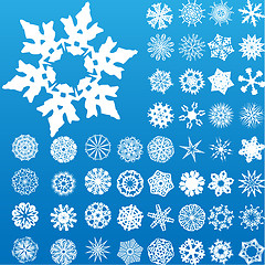 Image showing Set of 49 highly detailed complex snowflakes.