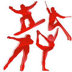 Image showing Winter Games Silhouettes in Red