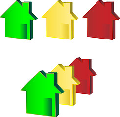 Image showing Houses Green Yellow Red