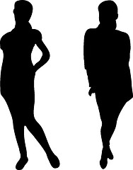 Image showing 2 Elegant Women silhouettes on white background.