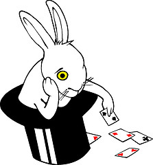 Image showing Bored bunny in magic hat