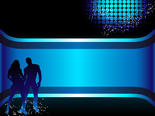 Image showing Beautiful couple silhouette with grunge background.