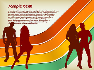Image showing Retro Background with two couples silhouettes