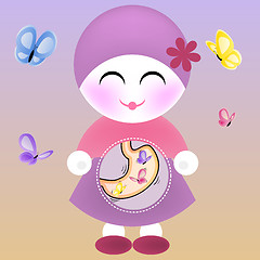 Image showing Girl with Butterflies in the Stomach