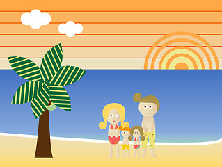 Image showing Retro Beach Family Vacation