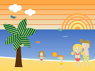 Image showing Retro Beach Family