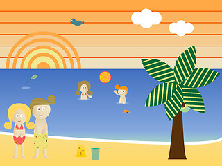 Image showing Retro Beach Family