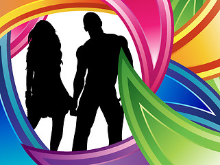 Image showing Couple Colorful Silhouette