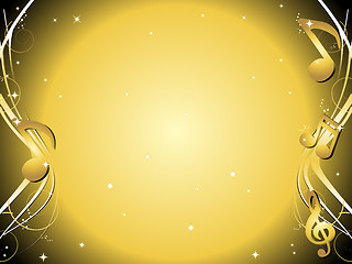 Image showing Golden Music notes background