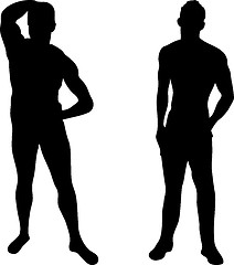 Image showing 2 sexy men silhouettes on white background