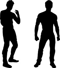 Image showing 2 sexy men silhouettes on white background