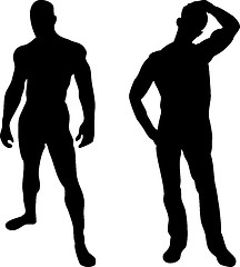 Image showing 2 sexy men silhouettes on white background