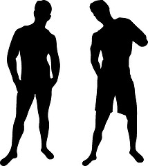 Image showing 2 sexy men silhouettes on white background