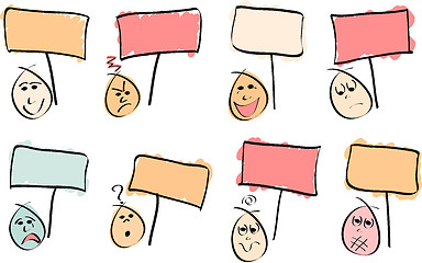 Image showing 8 Doodle Faces with Signs