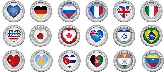 Image showing Buttons Heart Shaped Flags
