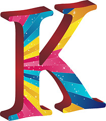 Image showing Colored alphabet with stripes and stars