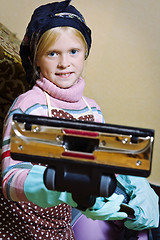 Image showing Little cleaning lady