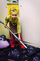 Image showing Little cleaning lady