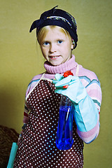 Image showing Little cleaning lady