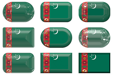 Image showing nine glass buttons of the Flag of Turkmenistan