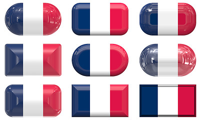 Image showing nine glass buttons of the Flag of France