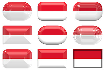 Image showing nine glass buttons of the Flag of Indonesia