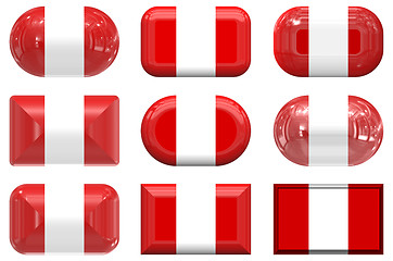 Image showing nine glass buttons of the Flag of Peru,