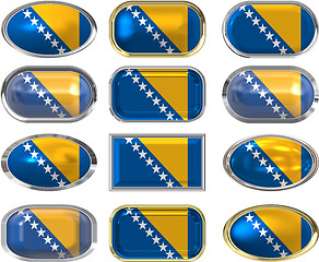 Image showing twelve buttons of the Flag of Bosnia