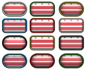Image showing 12 buttons of the Flag of Washington DC