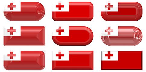 Image showing nine glass buttons of the Flag of Tonga