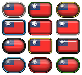 Image showing twelve buttons of the Flag of Republic of China Taiwan