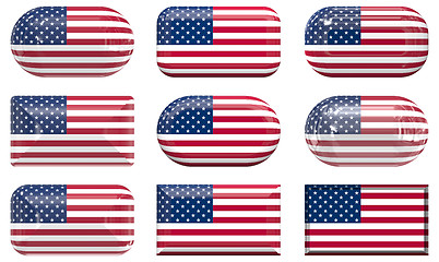 Image showing nine glass buttons of the Flag of the United States