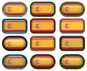 Image showing 12 buttons of the Flag of Spain