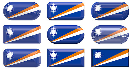 Image showing nine glass buttons of the Flag of Marshall Islands