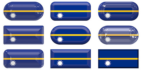 Image showing nine glass buttons of the Flag of Nauru