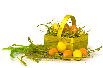 Image showing Easter eggs and basket