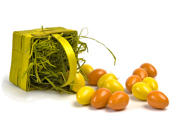 Image showing Easter eggs and basket