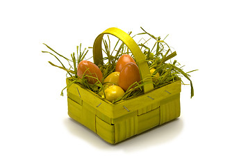 Image showing Easter eggs and basket