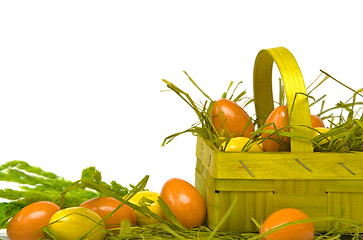 Image showing Easter eggs and basket